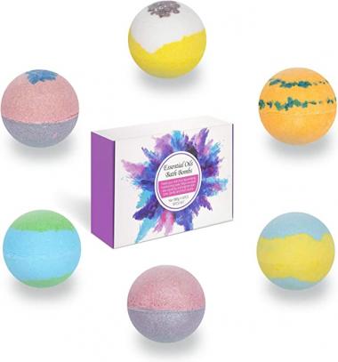 FIPPONI, Adults & Kids uses, 6 Tastes Bath Bomb Styles, Bubble Bath with Dry Skin Moisturize, Shower Steamers & Kids Bath. Handmade Gifts, Thanksgiving, Christmas Gift (6pcs)