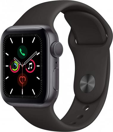 Apple Watch Series 5 (GPS, 40MM) - Space Gray Aluminum Case with Black Sport Band (Renewed)