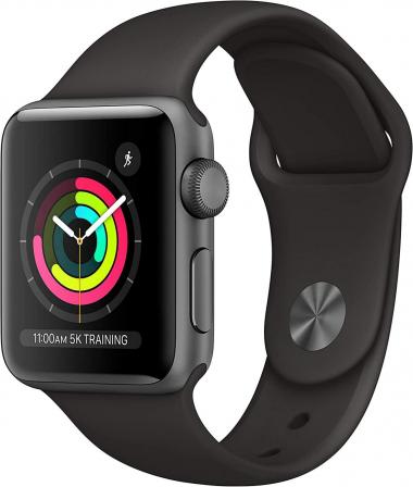 Apple Watch Series 3 [GPS 38mm] Smart Watch w/ Space Gray Aluminum Case & Black Sport Band. Fitness & Activity Tracker, Heart Rate Monitor, Retina Display, Water Resistant