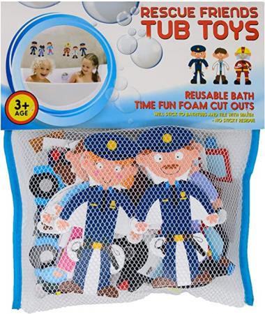 Rescue Friends Foam Bath Toys - Non-Toxic - Firefighter, Police, Doctor and Nurse - Bath Play for Kids Boys Girls Toddler Bath Toys- Mold Free Bath Toys - 21 Pieces & Storage Bag