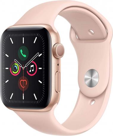 Apple Watch Series 5 (GPS, 40MM) - Gold Aluminum Case with Pink Sand Sport Band (Renewed)