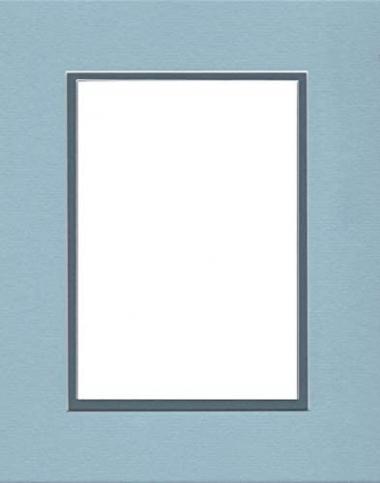 Pack of (2) 18x24 Double Acid Free White Core Picture Mats Cut for 13x19 Pictures in Sheer Blue and Slate Blue