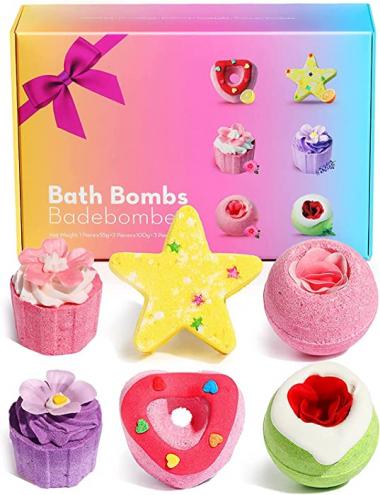 Bath Bombs for Kids Girls, 6 Pack Orangic Aromatherapy Bath Bomb for Women Mom,Rich In Essential Oils, Skin Moisturizing Bubble Bath Fizzy Spa,Relaxation And Stress Relief Gift for Christmas, Birthday