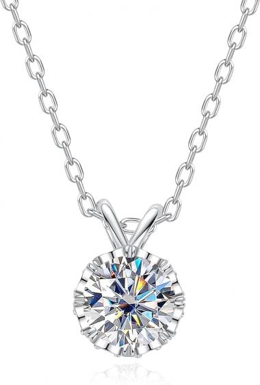 Moissanite Necklace 1/2CT D Color VVS1 Clarity Round Brilliant Cut Lab Created Diamond Gold Plated 925 Sterling Silver Pendant for Women with Certificate