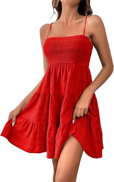 Summer Dresses for Women 2024 Casual Plus Size Beach Vacation Sundresses Flowy Boho Spaghetti Strap A-Line Mini Dress