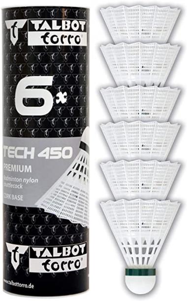 Talbot-Torro Badminton Shuttlecock Tech 450, 6 pieces, in Premium Nylon