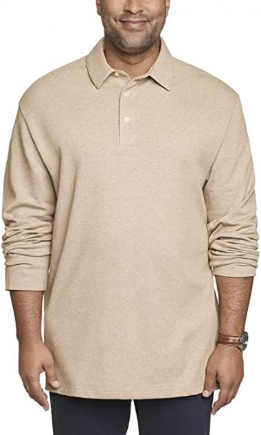 Van Heusen Men's Big and Tall Essential Long Sleeve Comfort Touch Polo Shirt