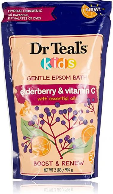 Dr Teal's Kids Pure Epsom Salt Soak with Elderberry, Vitamin E & Essential Oils, 2 lbs