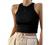 KAMISSY Women Basic Crew Neck Crop Tank Top Solid Rib-Knit Binding Crop Top