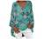 Womens Cotton Linen Shirts Plus Size Tops Trendy Printed Roll Sleeve T-Shirt V-Neck Loose High Low Flowy Blouse Tunics