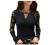 Women's Long Sleeve Shirts Sexy V-Neck Lace Trim Tunic Tops Cold Shouler Floral Printed T Shirts Dressy Casual Blouses