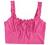 Verdusa Women's Frill Trim Strap Tie Knot Ruched Front Bustier Crop Top