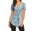 Women's Floral Printed Short Sleeve Henley V Neck T-Shirt Pleated Casual Flowy Tunic Blouse Tops