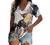 Women Summer Tshirts Dressy Colorful Butterflies Print Graphic Tee Shirts Loose V Neck Short Sleeve Tops Casual Tunic