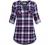 MIXJOY Baikea Women's 3/4 Sleeve V Neck Plaid Shirt Casual Tunic Blouse with Chest Flaps