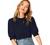 SheIn Women's Puff Sleeve Casual Solid Top Pullover Keyhole Back Blouse