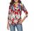 CEASIKERY Women's 3/4 Sleeve Floral V Neck Tops Casual Tunic Blouse Loose Shirt 008