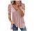 Plus Size Cold Shoulder Tops for Women Sexy Lace V Neck Short Sleeve T Shirts Casual Zipper Hollow Tunic Loose Tee Top