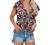 Womens T-Shirts Ruffle Drawstring Short Sleeve Summer Tops Boho Floral Print Chiffon Babydoll Shirt Blouse Tunic