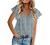 Womens T-Shirts Ruffle Drawstring Short Sleeve Summer Tops Boho Floral Print Chiffon Babydoll Shirt Blouse Tunic