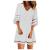 iDWZA Women Casual Crewneck Mesh Panel 3/4 Bell Sleeve Loose Tunic Dress