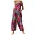 Hesxuno Jumpsuits for Women Casual Loose Plus Size Overalls Retro Print Wide Leg Buttons Jumpsuits Rompers with Pockets