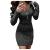 iDWZA Women V Neck Sweater Dress Cable Knit Long Sleeve Zipper Solid Knit Dress