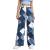 MASZONE High Waisted Jeans for Women Y2K Fashion Wide Leg Denim Pants Loose Back Butterfly Print Straight Trousers Jeans