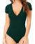 MANGOPOP Women Modal V Neck Folded Over Short Sleeve Bodysuit Jumpsuit