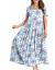 YESNO Women Casual Loose Bohemian Floral Dress with Pockets Short Sleeve Long Maxi Summer Beach Swing Dress EJF