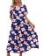 YESNO Women Casual Loose Bohemian Floral Dress with Pockets Short Sleeve Long Maxi Summer Beach Swing Dress EJF