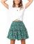 Relipop Women's Floral Flared Short Skirt Polka Dot Pleated Mini Skater Skirt with Drawstring