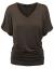 Made By Johnny MBJ Women's Solid Short Sleeve Boat Neck V Neck Dolman Top with Side Shirring