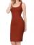 DAY VILLAGE Women's Square Neck Sleeveless Bodycon Midi Length Casual Dress