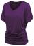 Made By Johnny MBJ Women's Solid Short Sleeve Boat Neck V Neck Dolman Top with Side Shirring