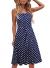 Berydress Women's Casual Beach Summer Dresses Solid Cotton Flattering A-Line Spaghetti Strap Button Down Midi Sundress