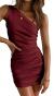 Women for Ruched Bodycon One Shoulder Sleeveless Mini Dress Summer Dresses Cocktail Tank Party Club