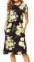 Simier Fariry Women's Hide Belly Blouson Knee Length Dress with Pockets