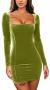 GOBLES Womens Sexy Velvet Long Sleeve Bodycon Elegant Mini Party Dress