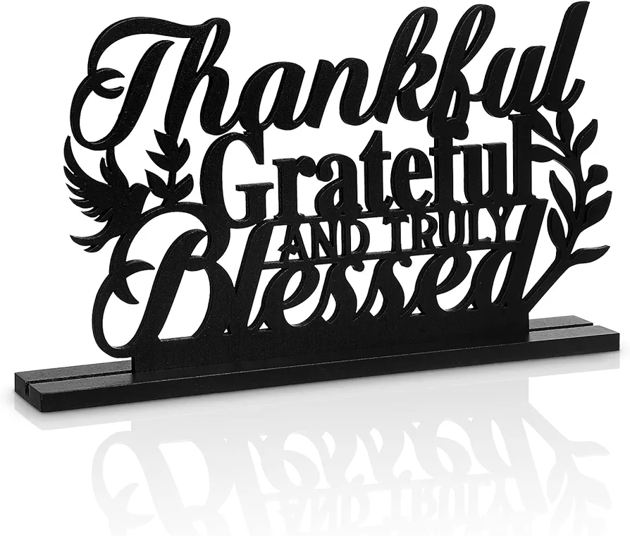 Inspirational Table Art Thankful Grateful and Truly Blessed Wooden Sign Inspirational Home Table Decoration Motivational Table Centerpieces for Home Kitchen Office Faith Gifts