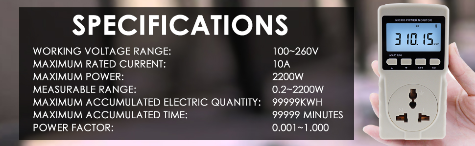 Digital Power Meter Wattmeter Energy Consumption Meter