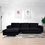 HOMMOO Modern Sectional Sofa Couch for Living Room Velvet L Shaped Chaise Couch with Metal Leg Left Hand Facing 3 Seat Sofa Couch Black