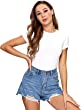 SheIn Women's Solid Basic Tee Round Neck Short Sleeve Slim Fit T-Shirt Tops