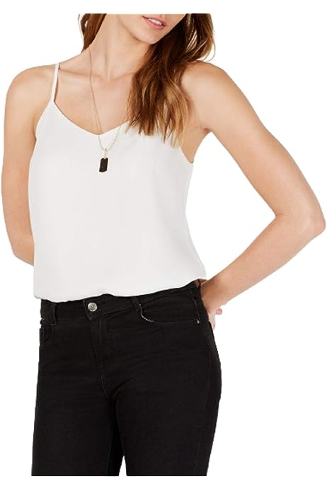 Juniors' V-Neck Sleeveless Top White M