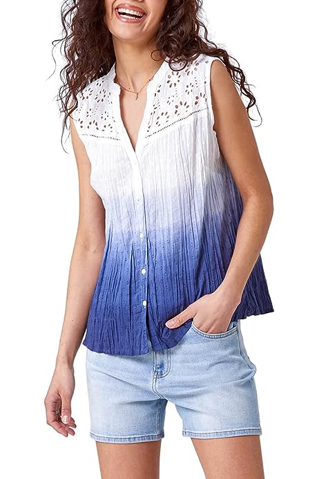 Women 100% Cotton Sleeveless Crinkle Blouse