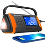 RunningSnail 4000mAh Emergency NOAA Weather Alert Radio, Hand Crank Solar Radio With Battery Operated, LCD Display, AUX Music Play, Flashlight, SOS Alarm, Emergency Phone Charger for Outdoor Emergency