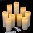 Antizer Flameless Candles Led Candles Pack of 9 (H 4&quot; 5&quot; 6&quot; 7&quot; 8&quot; 9&quot; x D 2.2&quot;) Ivory Real Wax Battery Candles with Remote Timer