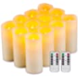 Flameless Candles Flickering LED Candles Set of 12 (D:2.2&quot; X H:5&quot;) Ivory Real Wax Pillar Battery Opeated Candles with 10-Key Remote and Cycling 24 Hours Timer