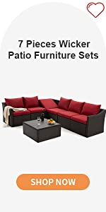 HOMREST 7 PIECE PATIO FURNITURE SET RED