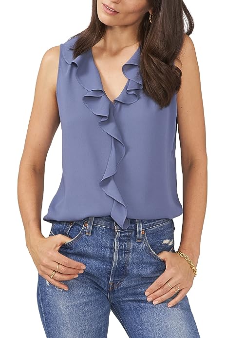 V-Neck Ruffle Front Blouse